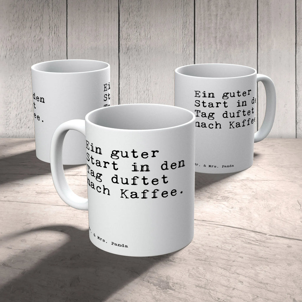 Kubek Ein guter Start in... Tasse mit Zitaten, Keramiktasse, Tasse, Teetasse, Geschenktasse, Porzellantasse, Kaffeetasse, Bürotasse, Tasse mit Motiven, Spruch, Sprüche, lustige Sprüche, Weisheiten, Zitate, Spruch Geschenke, Spruch Sprüche Weisheiten Zitate Lustig Weisheit Worte