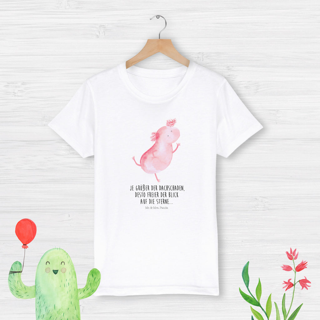 Organic Kinder T-Shirt Axolotl tanzt Kinder T-Shirt, Kinder T-Shirt Mädchen, Kinder T-Shirt Jungen, Axolotl, Molch, Axolot, Schwanzlurch, Lurch, Lurche, Dachschaden, Sterne, verrückt, Freundin, beste Freundin
