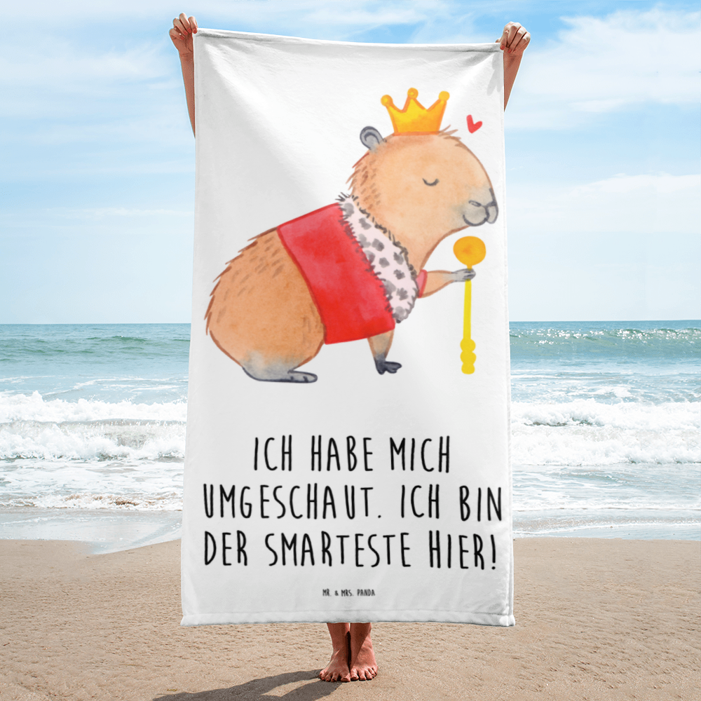 XL Badehandtuch Capybara König Handtuch, Badetuch, Duschtuch, Strandtuch, Saunatuch, Tiermotive, Gute Laune, lustige Sprüche, Tiere, Capybara, König