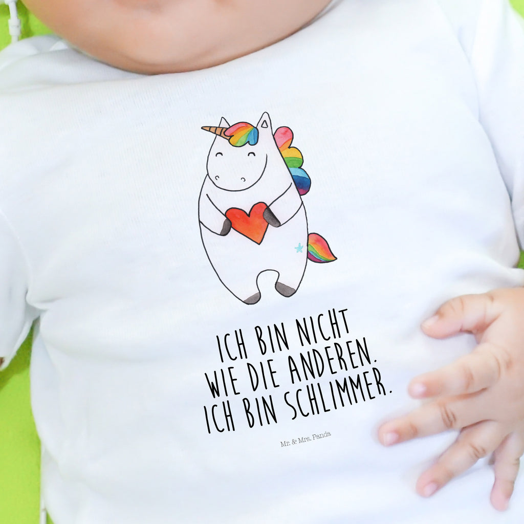 Organic Baby Shirt Einhorn Herz Baby T-Shirt, Jungen Baby T-Shirt, Mädchen Baby T-Shirt, Shirt, Einhorn, Einhörner, Einhorn Deko, Pegasus, Unicorn, Herz, schlimm, böse, witzig, lustig, Freundin, anders, bunt