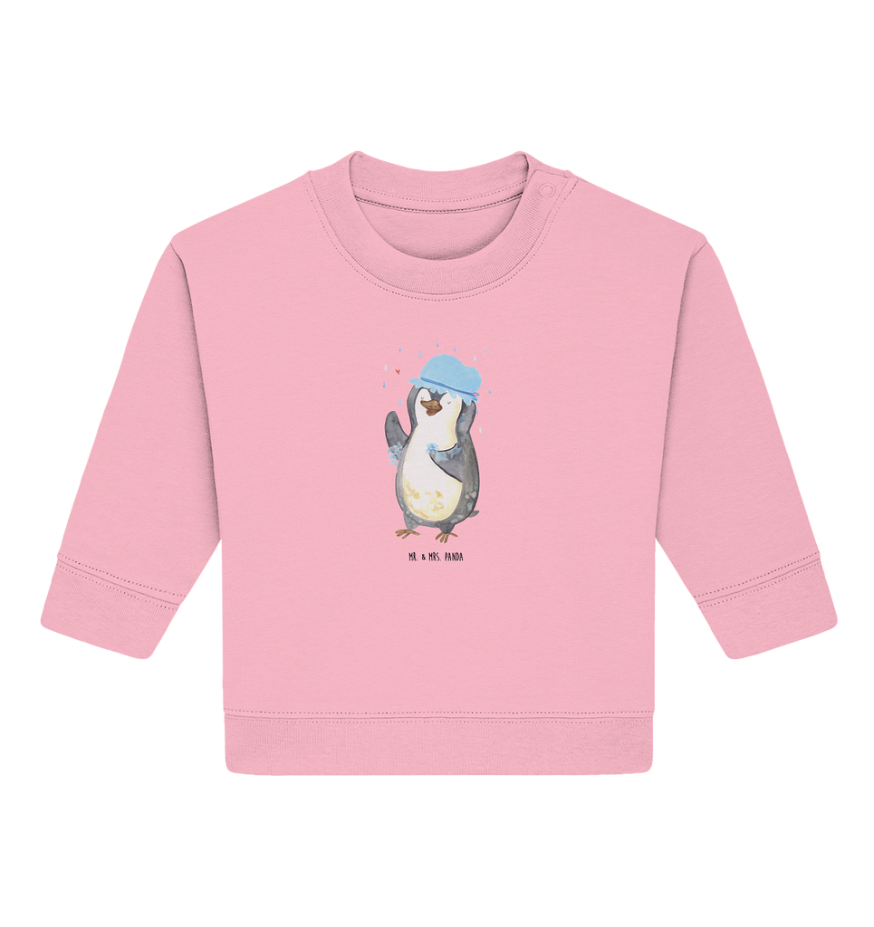 Organic Baby Pullover Pinguin Duschen Wunderschöner Baby Pullover /Sweatshirt von Mr. & Mrs. Panda <br /><br />Material: <br />- 85 % Baumwolle (Bio-Qualität, ringgesponnen, gekämmt)<br />- 15 % Polyester (recycelt)</li><li>Grammatur: 280 g/m²<br />- Schnitt: normale Passform</li><li>Eingesetzte Ärmel<br />- Knopfleiste mit 1 gleichfarbigen Druckknopf und 1 verdeckten Druckknopf an Schulter für einfacheres Anziehen, Pinguin, Pinguine, Dusche, duschen, Lebensmotto, Motivation, Neustart, Neuanfang, glücklich sein