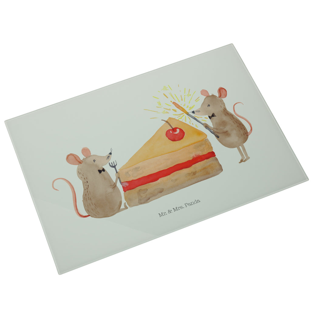 Glasschneidebrett Mäuse Kuchen Glasschneidebrett, Schneidebrett, Geburtstag, Geburtstagsgeschenk, Geschenk, Kuchen, Maus, Mäuse, Party, Leben, Glück