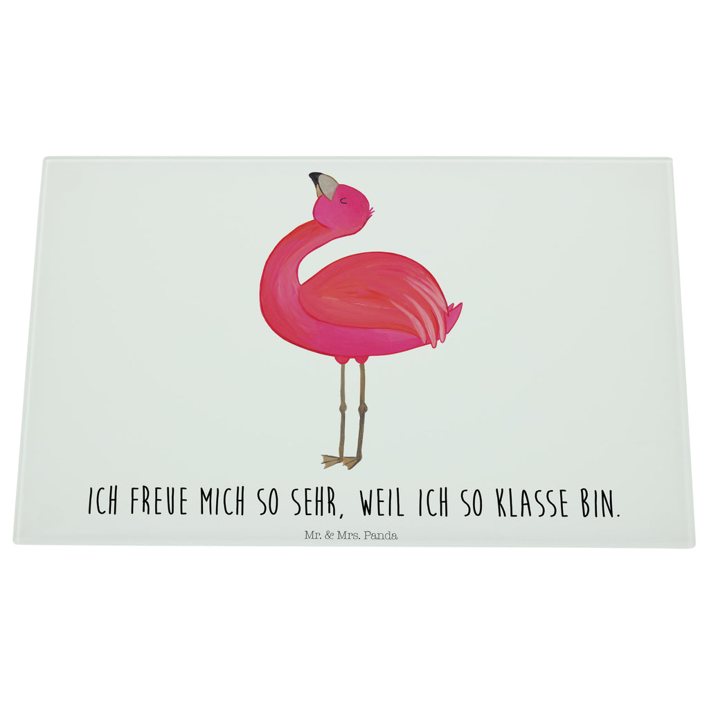 Glasschneidebrett Flamingo stolz Glasschneidebrett, Schneidebrett, Frühstücksbrett, Küche, Flamingo, stolz, Freude, Selbstliebe, Selbstakzeptanz, Freundin, beste Freundin, Tochter, Mama, Schwester