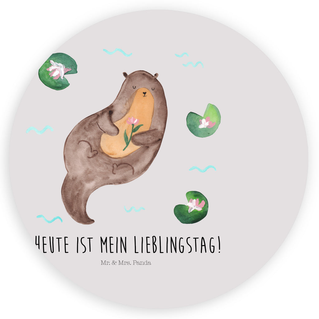 Rund Aufkleber Otter mit Seerose Sticker, Aufkleber, Etikett, Kinder, rund, Otter, Fischotter, Seeotter, Otter Seeotter See Otter