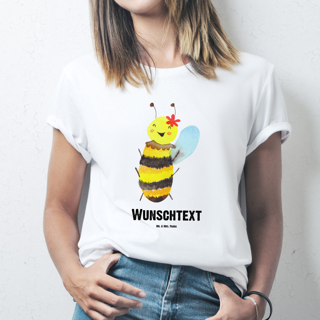 Personalisiertes T-Shirt Biene Happy T-Shirt Personalisiert, T-Shirt mit Namen, T-Shirt mit Aufruck, Männer, Frauen, Wunschtext, Bedrucken, Biene, Wespe, Hummel