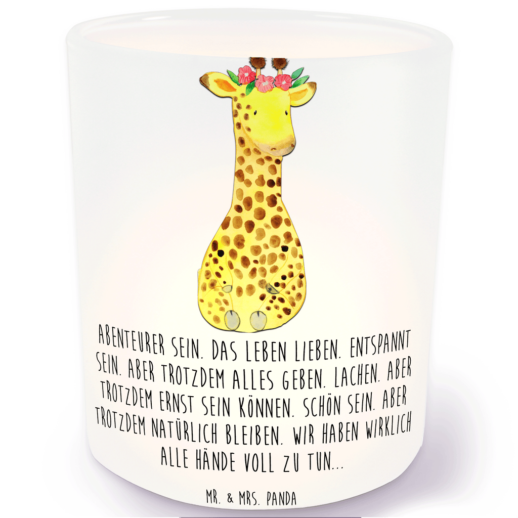 Windlicht Giraffe Blumenkranz Windlicht Glas, Teelichtglas, Teelichthalter, Teelichter, Kerzenglas, Windlicht Kerze, Kerzenlicht, Afrika, Wildtiere, Giraffe, Blumenkranz, Abenteurer, Selbstliebe, Freundin