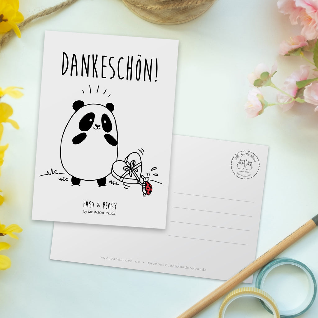 Postkarte Panda Dankeschön Postkarte, Karte, Geschenkkarte, Grußkarte, Einladung, Ansichtskarte, Geburtstagskarte, Einladungskarte, Dankeskarte