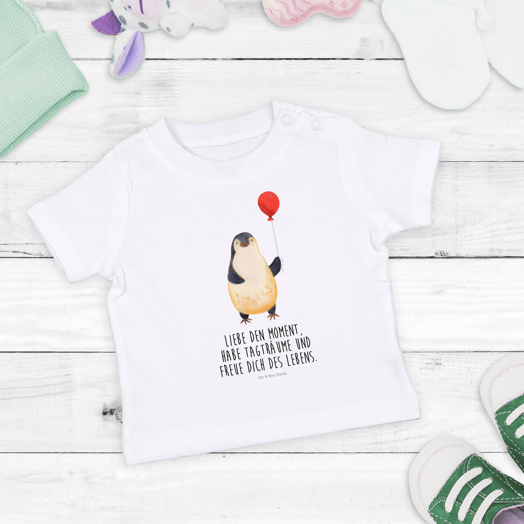 Organic Baby Shirt Pinguin Luftballon Baby T-Shirt, Jungen Baby T-Shirt, Mädchen Baby T-Shirt, Shirt, Pinguin, Pinguine, Luftballon, Tagträume, Lebenslust, Geschenk Freundin, Geschenkidee, beste Freundin, Motivation, Neustart, neues Leben, Liebe, Glück