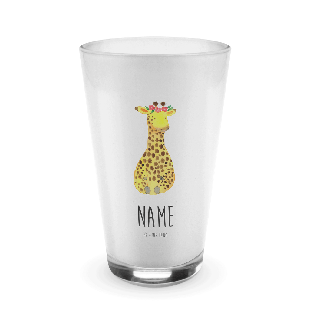 Personalisiertes Glas Giraffe Blumenkranz Bedrucktes Glas, Glas mit Namen, Namensglas, Glas personalisiert, Name, Bedrucken, Afrika, Wildtiere, Giraffe, Blumenkranz, Abenteurer, Selbstliebe, Freundin