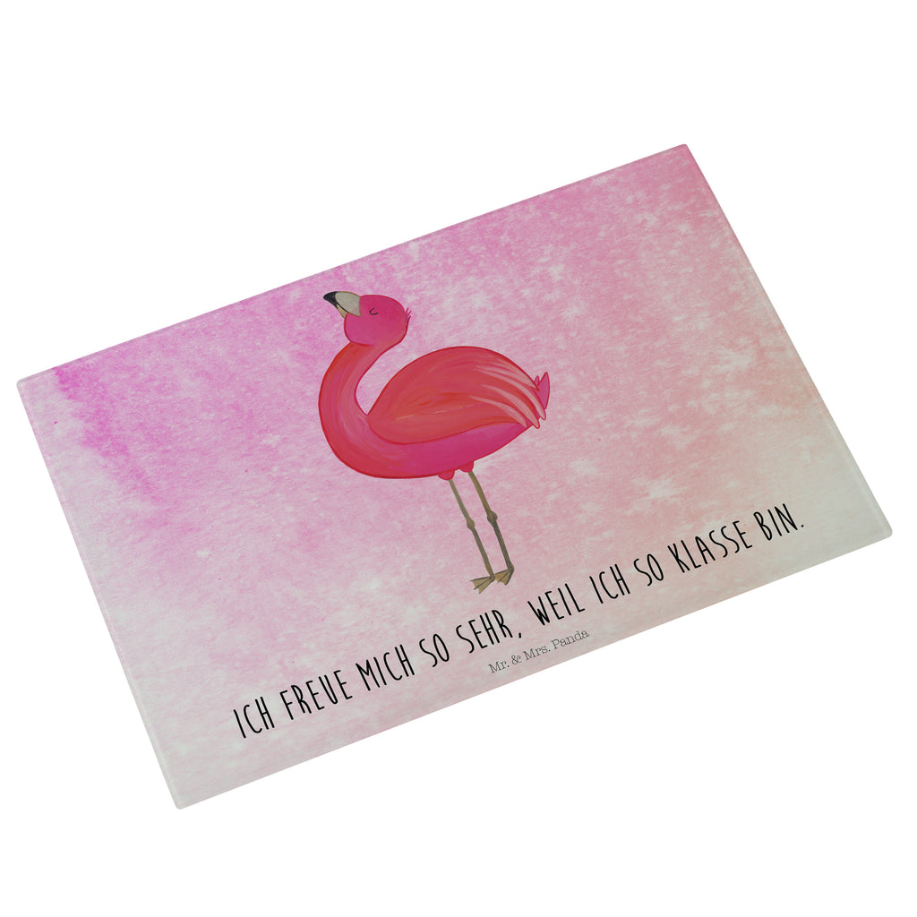 Glasschneidebrett Flamingo stolz Glasschneidebrett, Schneidebrett, Frühstücksbrett, Küche, Flamingo, stolz, Freude, Selbstliebe, Selbstakzeptanz, Freundin, beste Freundin, Tochter, Mama, Schwester