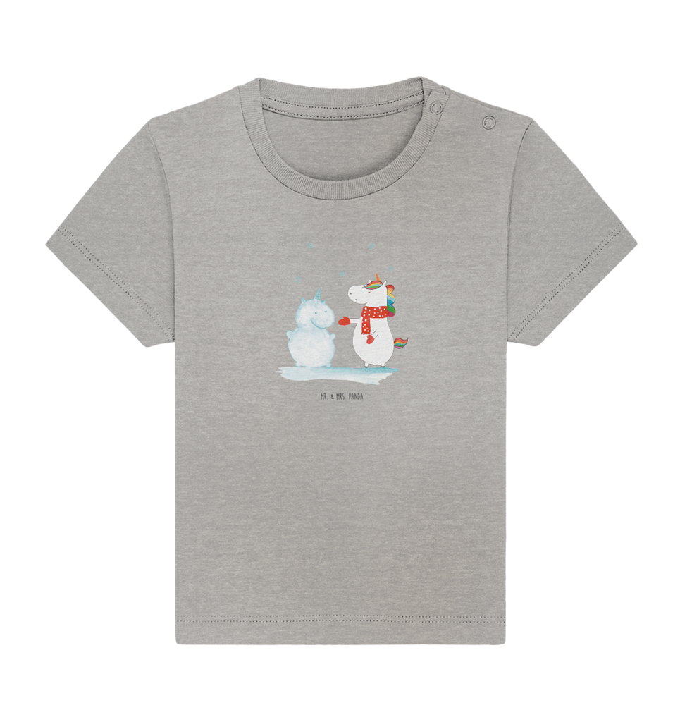 Organic Baby Shirt Einhorn Schneemann Baby T-Shirt, Jungen Baby T-Shirt, Mädchen Baby T-Shirt, Shirt, Einhorn, Einhörner, Einhorn Deko, Pegasus, Unicorn, Schneemann, Winter, Schnee, Kuchen, Weihnachten, kalt, Mütze, Handschuhe, X-Mas