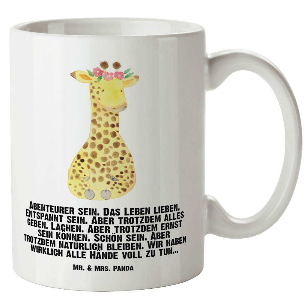 XL Tasse Giraffe Blumenkranz XL Tasse, Große Tasse, Grosse Kaffeetasse, XL Becher, XL Teetasse, spülmaschinenfest, Jumbo Tasse, Groß, Afrika, Wildtiere, Giraffe, Blumenkranz, Abenteurer, Selbstliebe, Freundin
