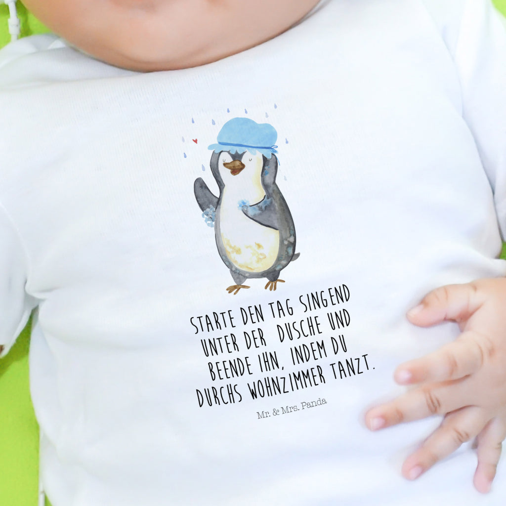 Baby Longsleeve Pinguin duscht Mädchen, Jungen, Baby, Langarm, Bio, Kleidung, Pinguin, Pinguine, Dusche, duschen, Lebensmotto, Motivation, Neustart, Neuanfang, glücklich sein