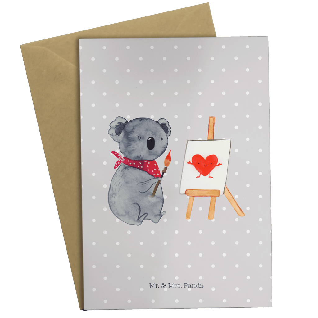 Grußkarte Koala Künstler Grußkarte, Klappkarte, Einladungskarte, Glückwunschkarte, Hochzeitskarte, Geburtstagskarte, Karte, Koala, Koalabär, Liebe, Liebensbeweis, Liebesgeschenk, Gefühle, Künstler, zeichnen