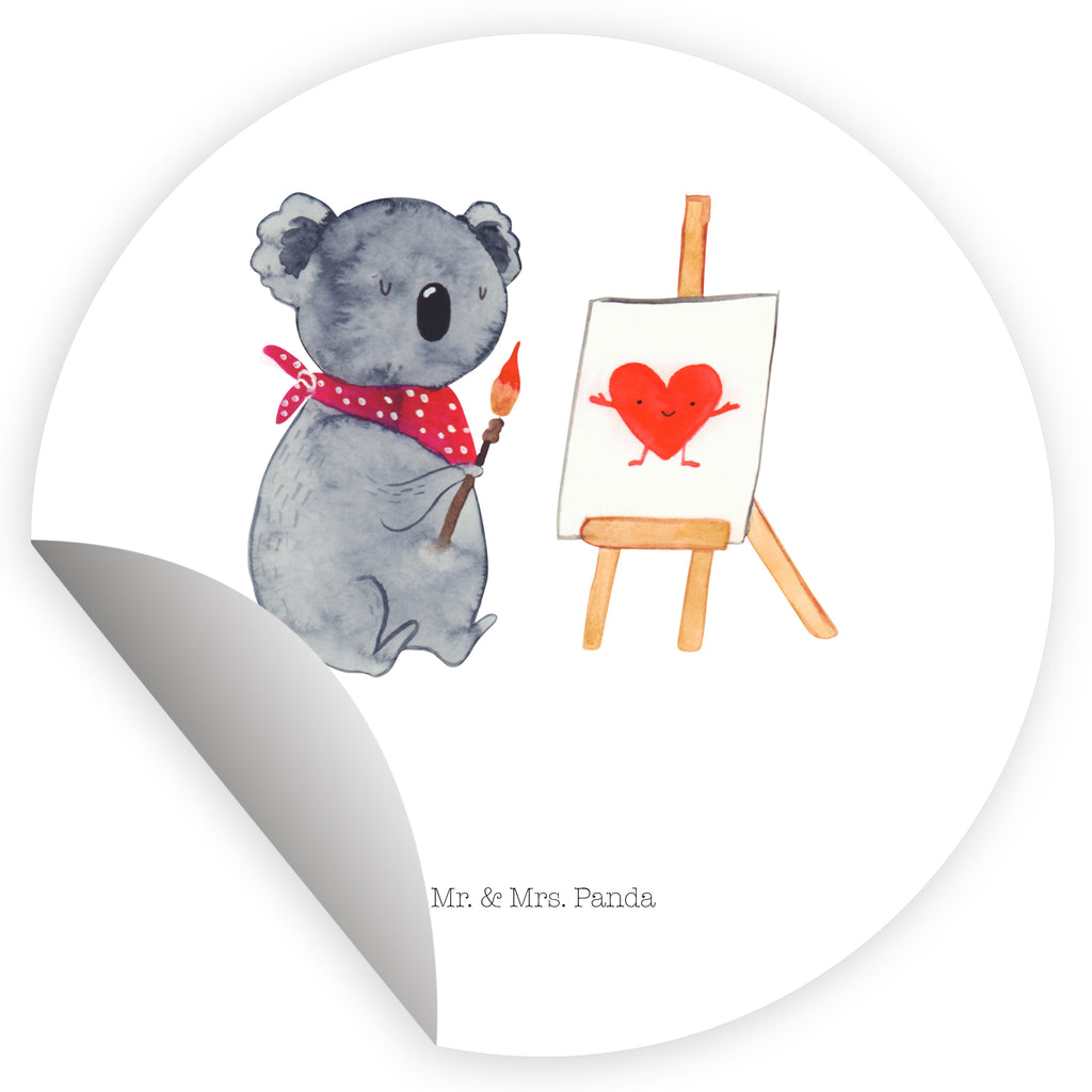 Rund Aufkleber Koala Künstler Sticker, Aufkleber, Etikett, Koala, Koalabär, Liebe, Liebensbeweis, Liebesgeschenk, Gefühle, Künstler, zeichnen
