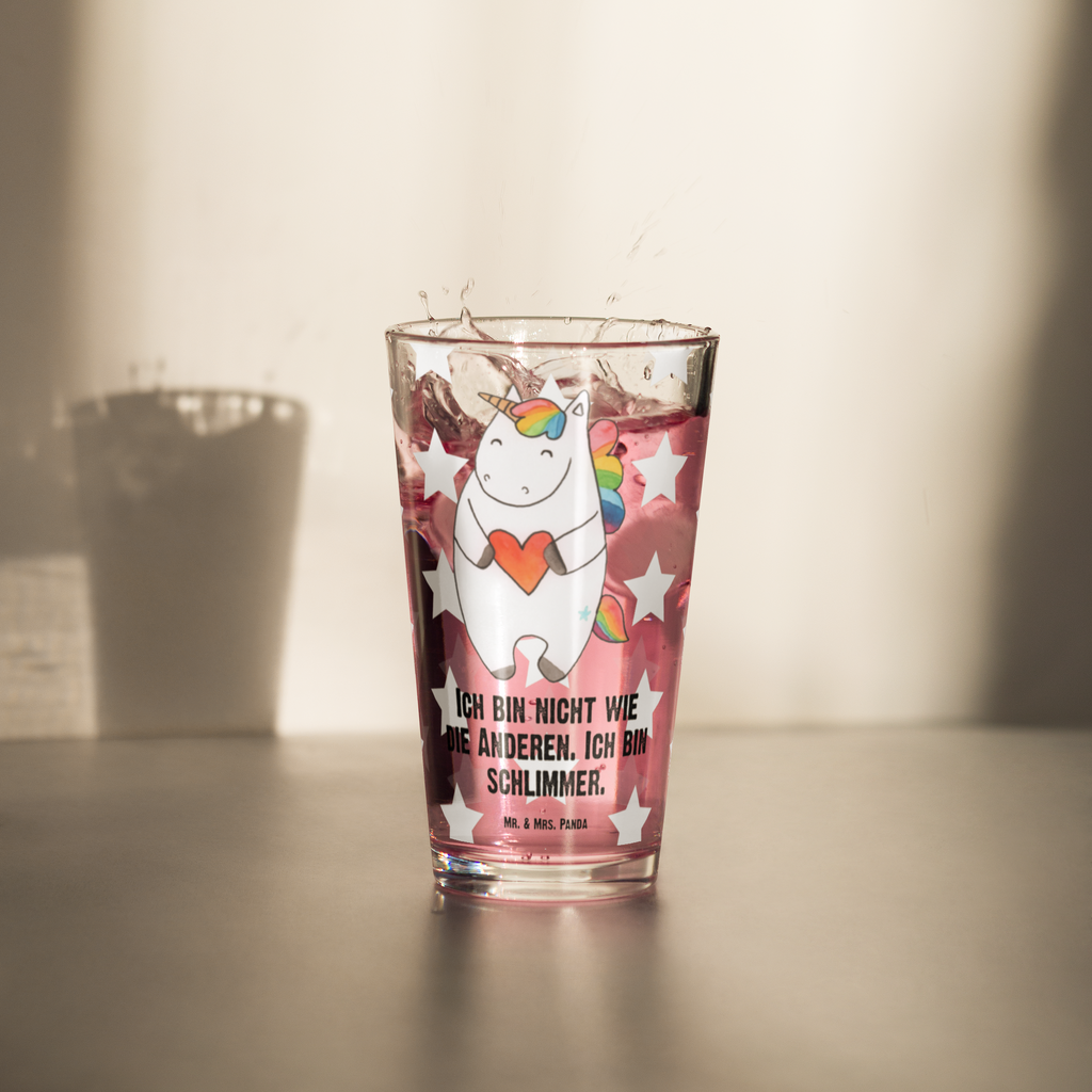 Premium Trinkglas Einhorn Herz Trinkglas, Glas, Pint Glas, Bierglas, Cocktail Glas, Wasserglas, Einhorn, Einhörner, Einhorn Deko, Pegasus, Unicorn, Herz, schlimm, böse, witzig, lustig, Freundin, anders, bunt