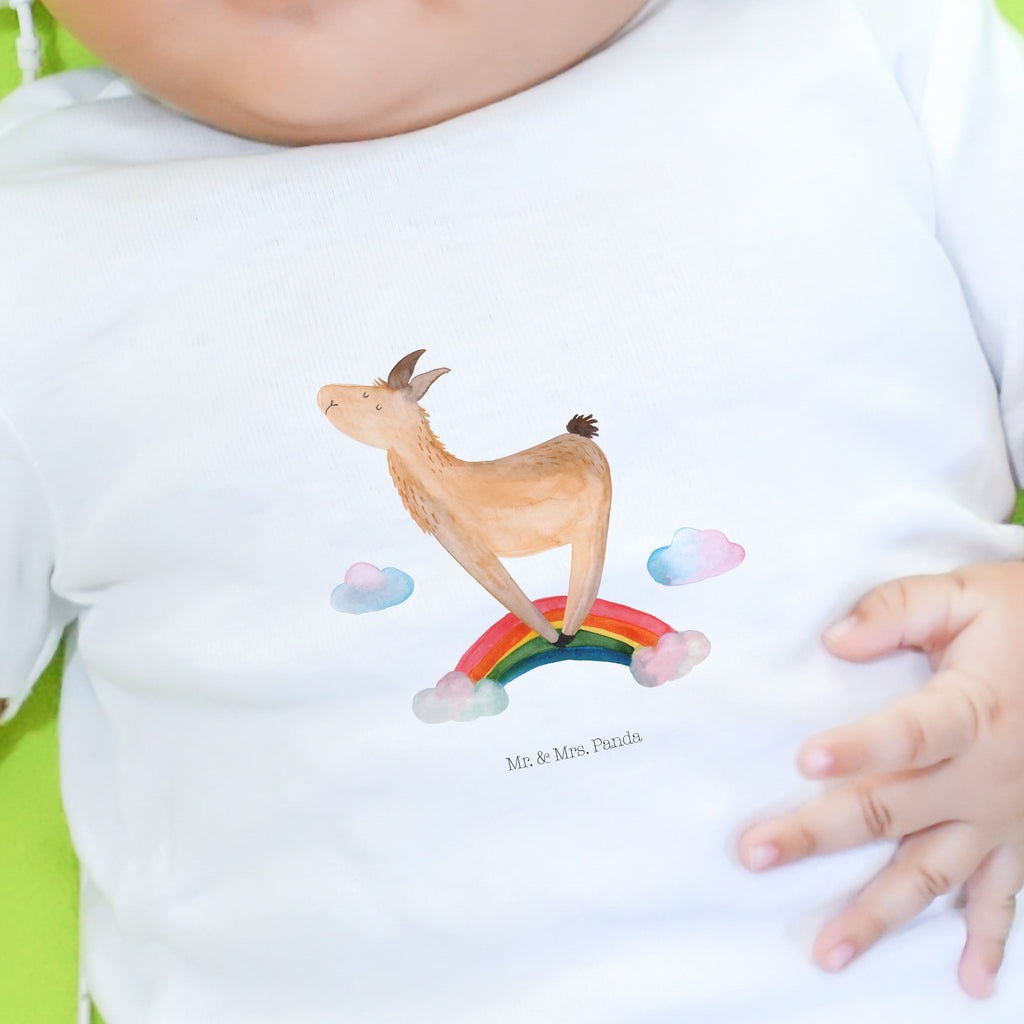 Organic Baby Shirt Lama Regenbogen Baby T-Shirt, Jungen Baby T-Shirt, Mädchen Baby T-Shirt, Shirt, Lama, Alpaka, Lamas, Regenbogen, Haters gonna hate, Haters, Selbstständig, Außenseiter, Schule, Abi, Hobby, Wolkenland, Freiheit