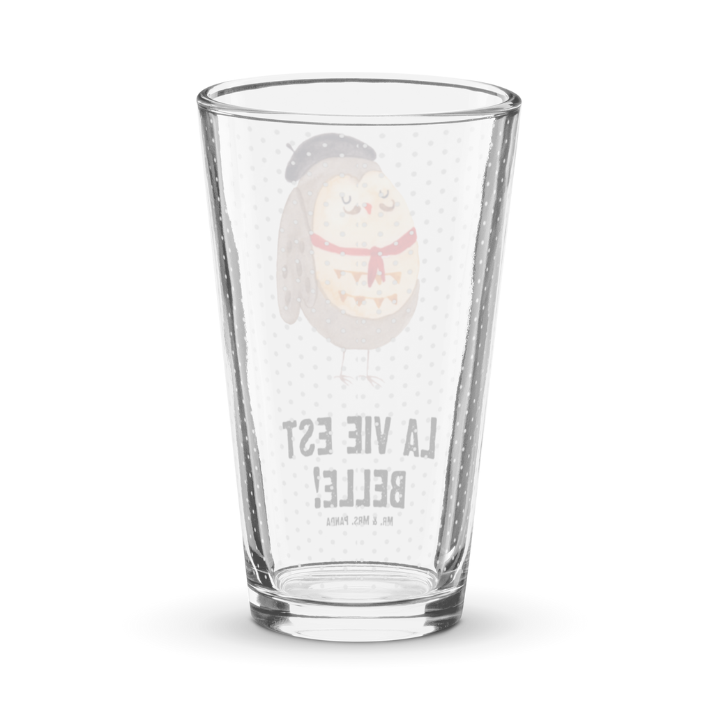 Premium Trinkglas Eule Französisch Trinkglas, Glas, Pint Glas, Bierglas, Cocktail Glas, Wasserglas, Eule, Eulen, Eule Deko, Owl, hibou, La vie est belle, das Leben ist schön, Spruch schön, Spruch Französisch, Frankreich