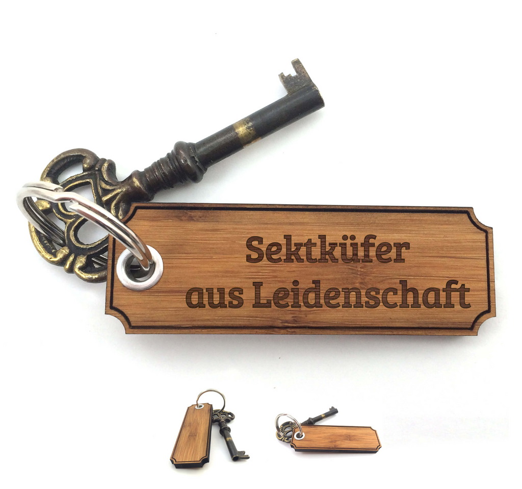 Schlüsselanhänger Classic Gravur Sektküfer Schlüsselanhänger, Anhänger, Taschenanhänger, Glücksbringer, Geschenke, Schenken, Gravur