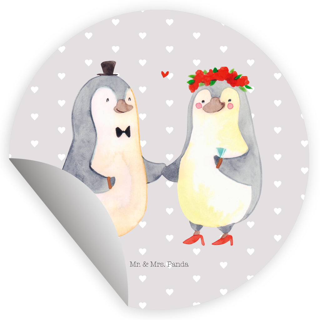 Rund Aufkleber Pinguin Heirat Sticker, Aufkleber, Etikett, Liebe, Partner, Freund, Freundin, Ehemann, Ehefrau, Heiraten, Verlobung, Heiratsantrag, Liebesgeschenk, Jahrestag, Hocheitstag