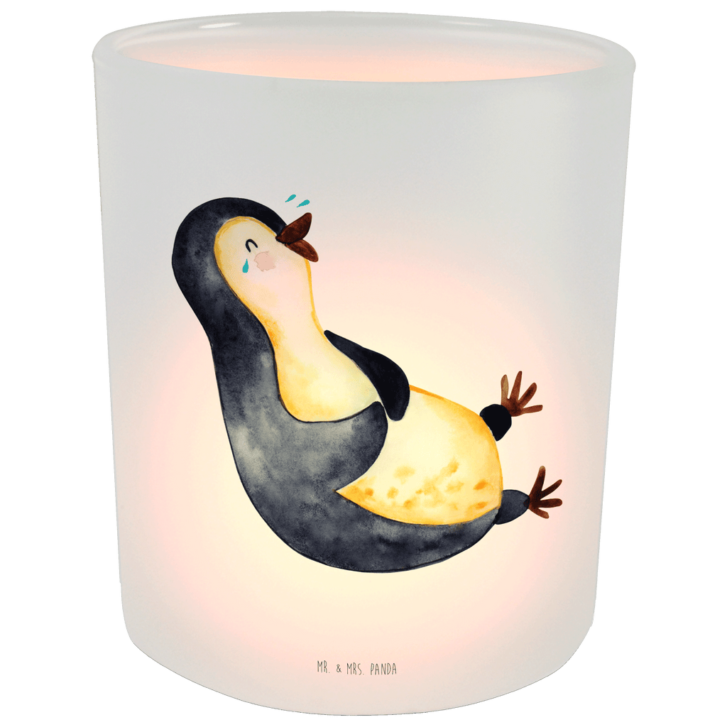 Windlicht Pinguin lachend Windlicht Glas, Teelichtglas, Teelichthalter, Teelichter, Kerzenglas, Windlicht Kerze, Kerzenlicht, Pinguin, Pinguine, lustiger Spruch, Optimismus, Fröhlich, Lachen, Humor, Fröhlichkeit