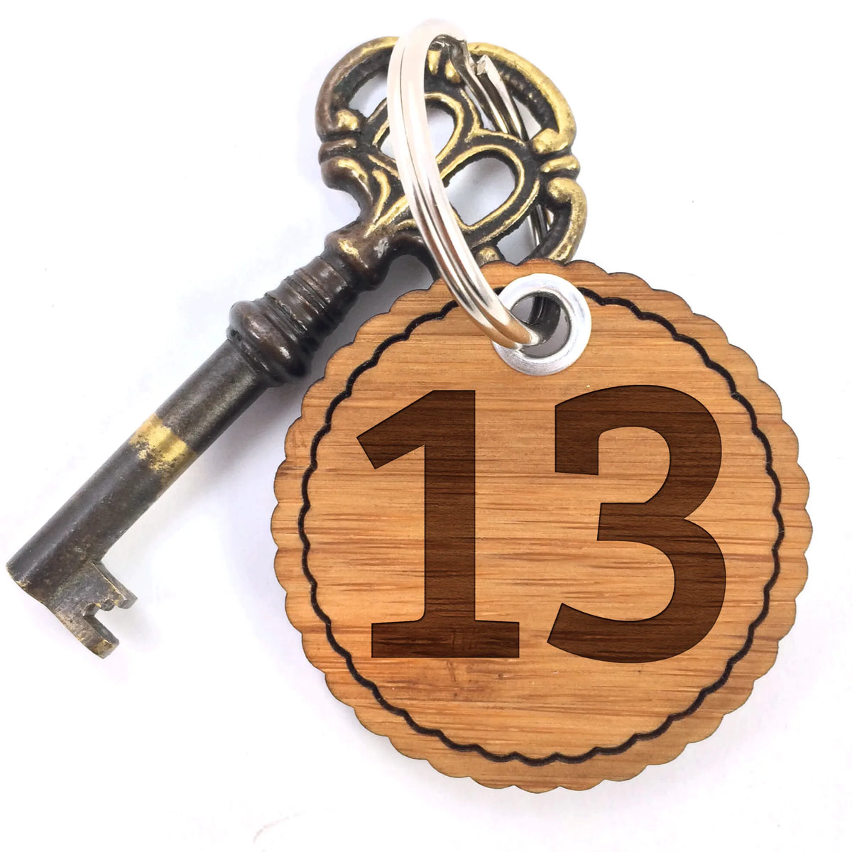 Wavy key ring 13 keychain, lucky charm, key ring, bag pendant, pendant, room, hotel room, Alphabet, hotel, numbers, characters, letters
