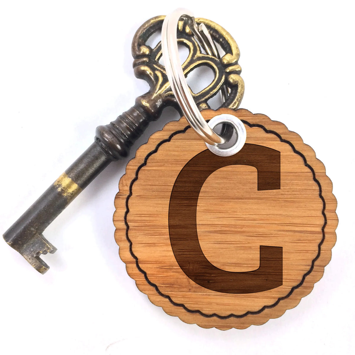 Wavy key ring C lucky charm, key ring, pendant, keychain, bag pendant, room, numbers, hotel room, characters, Alphabet, hotel, letters