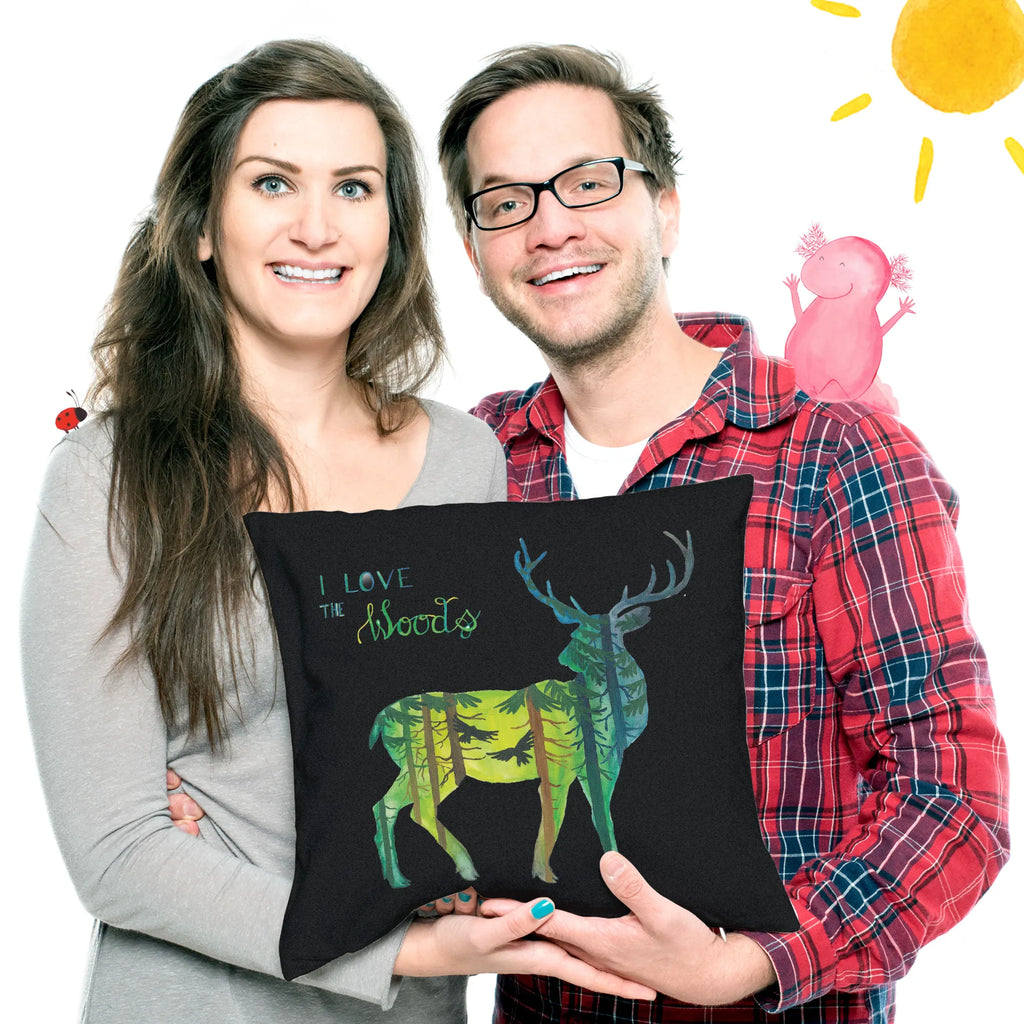 40x40 poduszka Jeleń Kocham lasy Dekoracje kwiatowe, dekoracje wiosenne, dekoracje letnie, dekoracja, pozytywna wiadomość, miłośnik natury, na zewnątrz, natura, przygoda