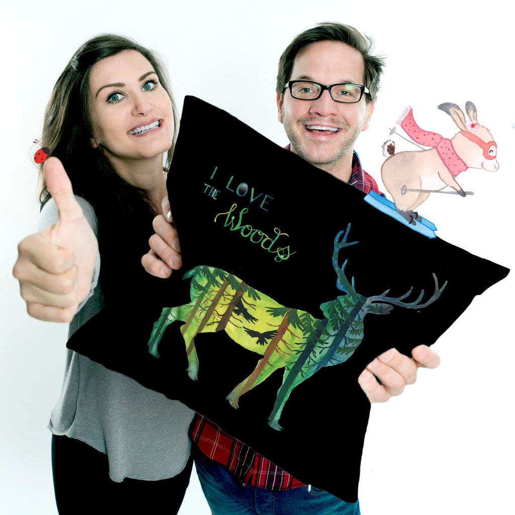 40x40 poduszka Jeleń Kocham lasy Dekoracje kwiatowe, dekoracje wiosenne, dekoracje letnie, dekoracja, pozytywna wiadomość, miłośnik natury, na zewnątrz, natura, przygoda