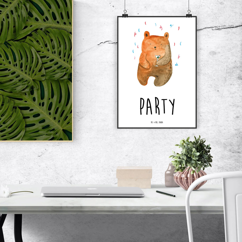 Poster bear party Handgemaltes Poster, Küchenposter, Wanddeko Bild, Poster, Bild, Posterdruck, Kinderposter, Raumdekoration, Wanddeko, Designposter, Wandposter, Wanddekoration, Mr. & Mrs. Panda Poster, Kunstdruck, Bär, Teddy, Teddybär, Lustig, Party, Geschenk, Geburtstagsgeschenk, Feiern, Geburtstag, Abfeiern, Mitbringsel, Gute Laune