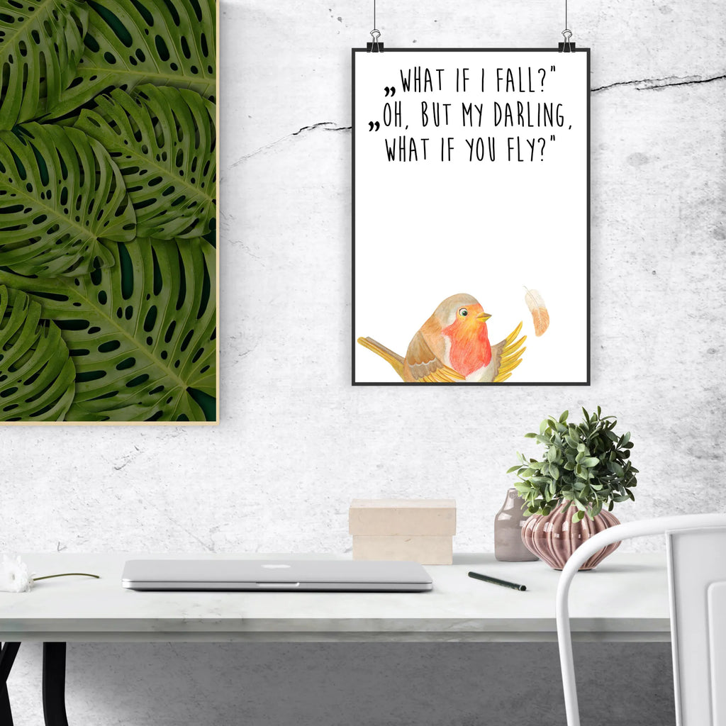 Plakat rudzik Pióra Designposter, Poster, Posterdruck, Schlafzimmer Poster, Küchenposter, Deko Bild, Kunstdruck, Bild, Kinderposter, Kinderzimmer Poster, Bild für Wand, Raumdekoration, Wanddekoration, Wanddeko Bild, Großes Poster, Plakat, Poster Sprüche, Mr. & Mrs. Panda Poster, Handgemaltes Poster, Wandposter, Wandbild, Gute Laune, Tiermotive, Tiere, Lustige Sprüche, Motivationsbilder, fliegen, Spruch Mut, Vogel, What If I Fall, Motivation Sprüche, Rotkehlchen, Spruch Motivation