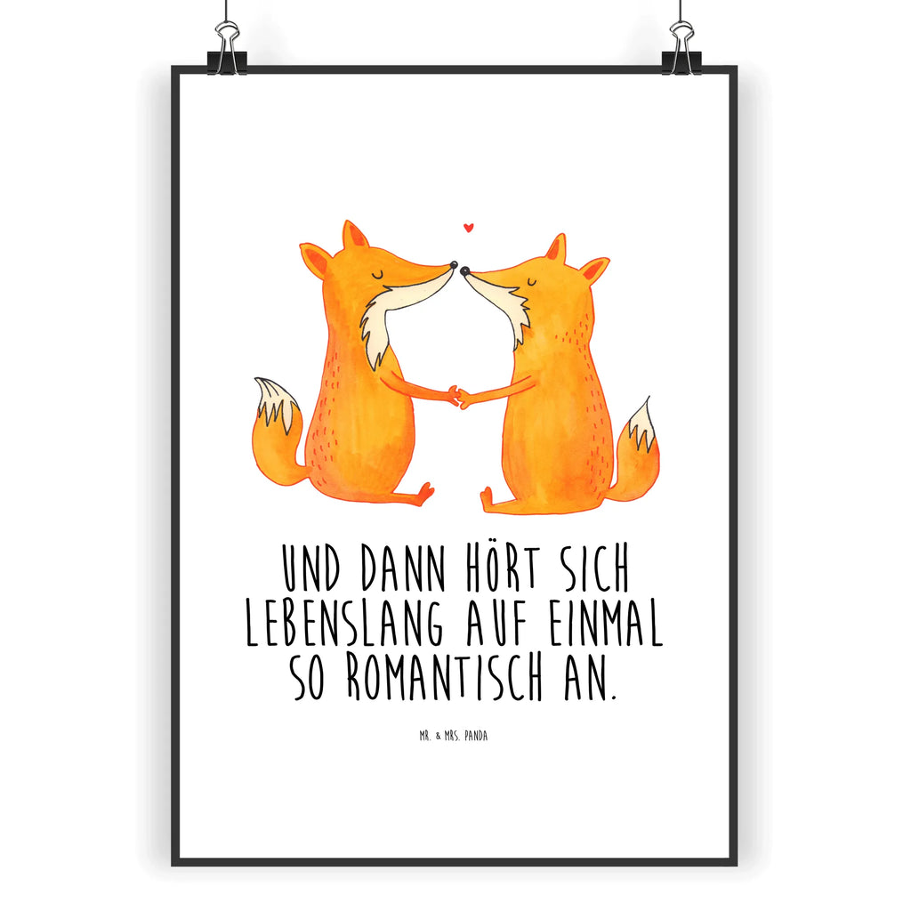 Poster Füchse Liebe Bild für Wand, wandkunst, Wandbild, Wandposter, Wanddekoration, Wanddeko Bild, kunstposter, kunstdruck poster, wanddeko, Kunstdruck, Poster, Posterdruck, Deko Bild, Bild, drucke, Designposter, Mr. & Mrs. Panda Poster, kunst für die wand, Wandschmuck, wanddruck, Plakat, grafikposter, Fuchs, Freundin, Ehemann, Füchse, Partner, Verlobte, Ehe, Ehefrau, Fox, Liebesbeweis, Liebespaar, Freund, Liebe, Paar