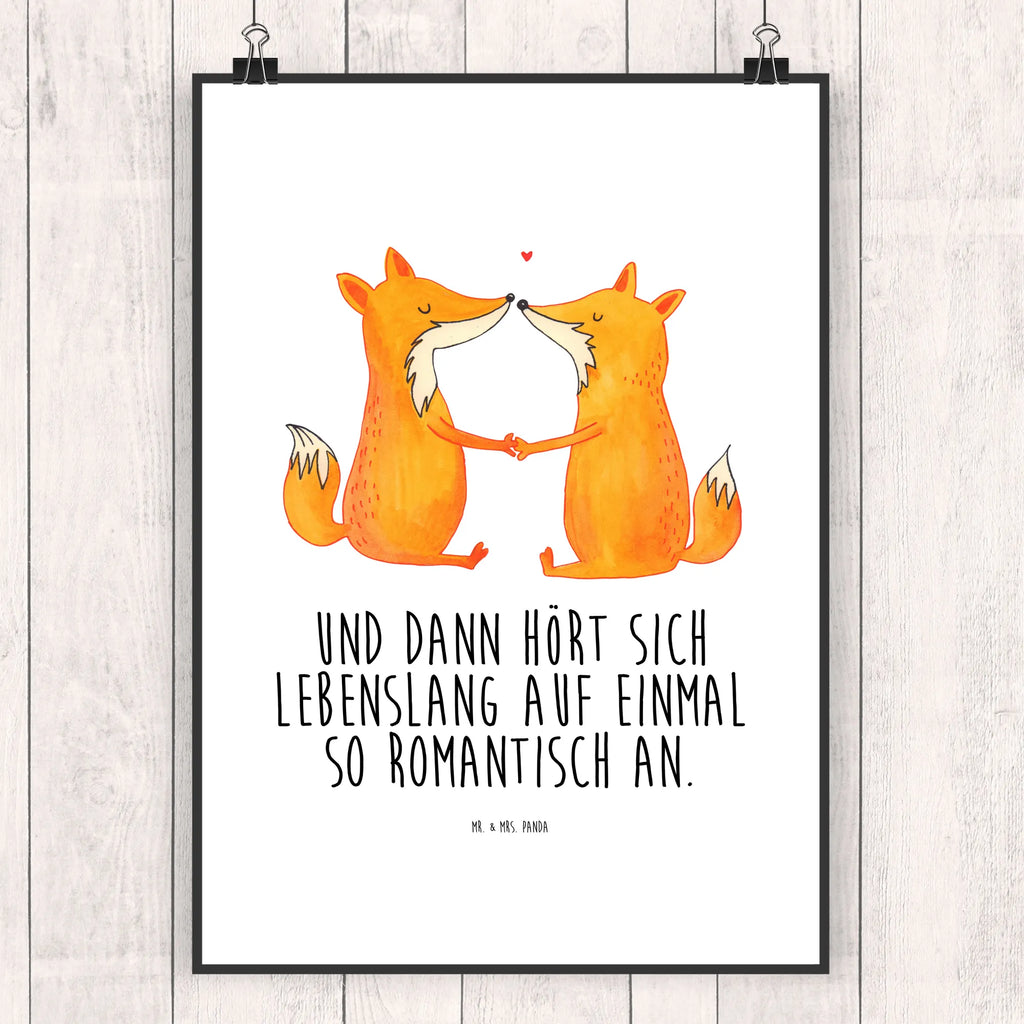 Poster Füchse Liebe Bild für Wand, wandkunst, Wandbild, Wandposter, Wanddekoration, Wanddeko Bild, kunstposter, kunstdruck poster, wanddeko, Kunstdruck, Poster, Posterdruck, Deko Bild, Bild, drucke, Designposter, Mr. & Mrs. Panda Poster, kunst für die wand, Wandschmuck, wanddruck, Plakat, grafikposter, Fuchs, Freundin, Ehemann, Füchse, Partner, Verlobte, Ehe, Ehefrau, Fox, Liebesbeweis, Liebespaar, Freund, Liebe, Paar