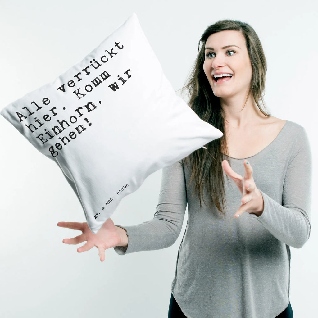 Cushion Alle verrückt hier. Komm... bedroom, pillows, pad, couch, pillow case, soft, Pillow, 40 x 40, fluffy, sofa, cushion, 40x40, settee, bed, saying, sayings, funny, wisdom, quotes, Sayings Proverbs Wisdom Quotes Funny Wisdom Words