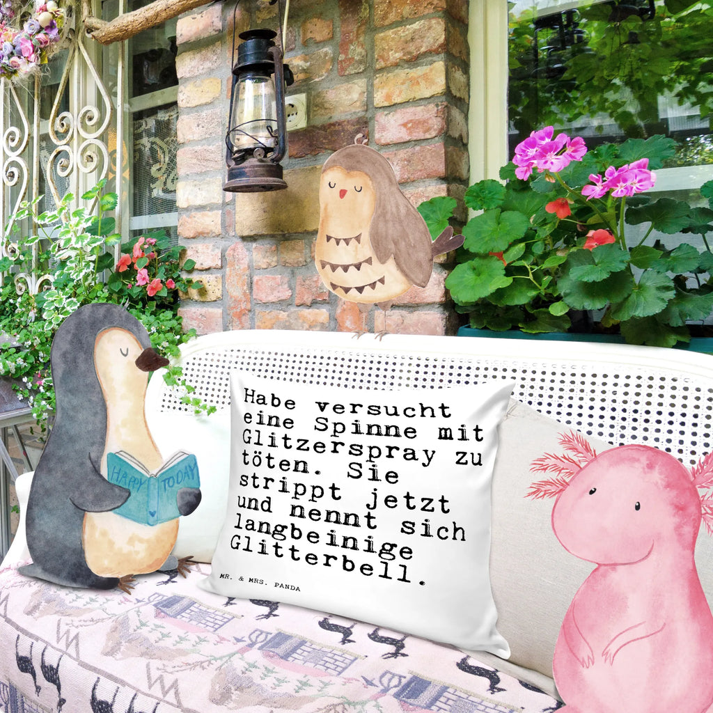 Cushion Habe versucht eine Spinne... sofa, settee, 40x40, pillows, 40 x 40, cushion, pillow case, Pillow, couch, fluffy, soft, pad, bed, bedroom, saying, sayings, funny, wisdom, quotes, Sayings Proverbs Wisdom Quotes Funny Wisdom Words