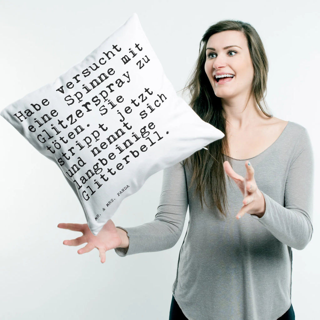 Cushion Habe versucht eine Spinne... sofa, settee, 40x40, pillows, 40 x 40, cushion, pillow case, Pillow, couch, fluffy, soft, pad, bed, bedroom, saying, sayings, funny, wisdom, quotes, Sayings Proverbs Wisdom Quotes Funny Wisdom Words