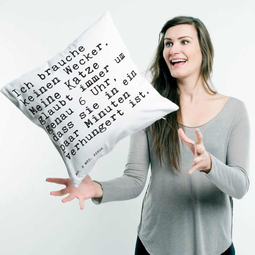 Cushion Ich brauche keinen Wecker.... pad, bed, Pillow, 40 x 40, fluffy, soft, couch, 40x40, bedroom, settee, pillows, sofa, cushion, pillow case, saying, sayings, funny, wisdom, quotes, Sayings Proverbs Wisdom Quotes Funny Wisdom Words