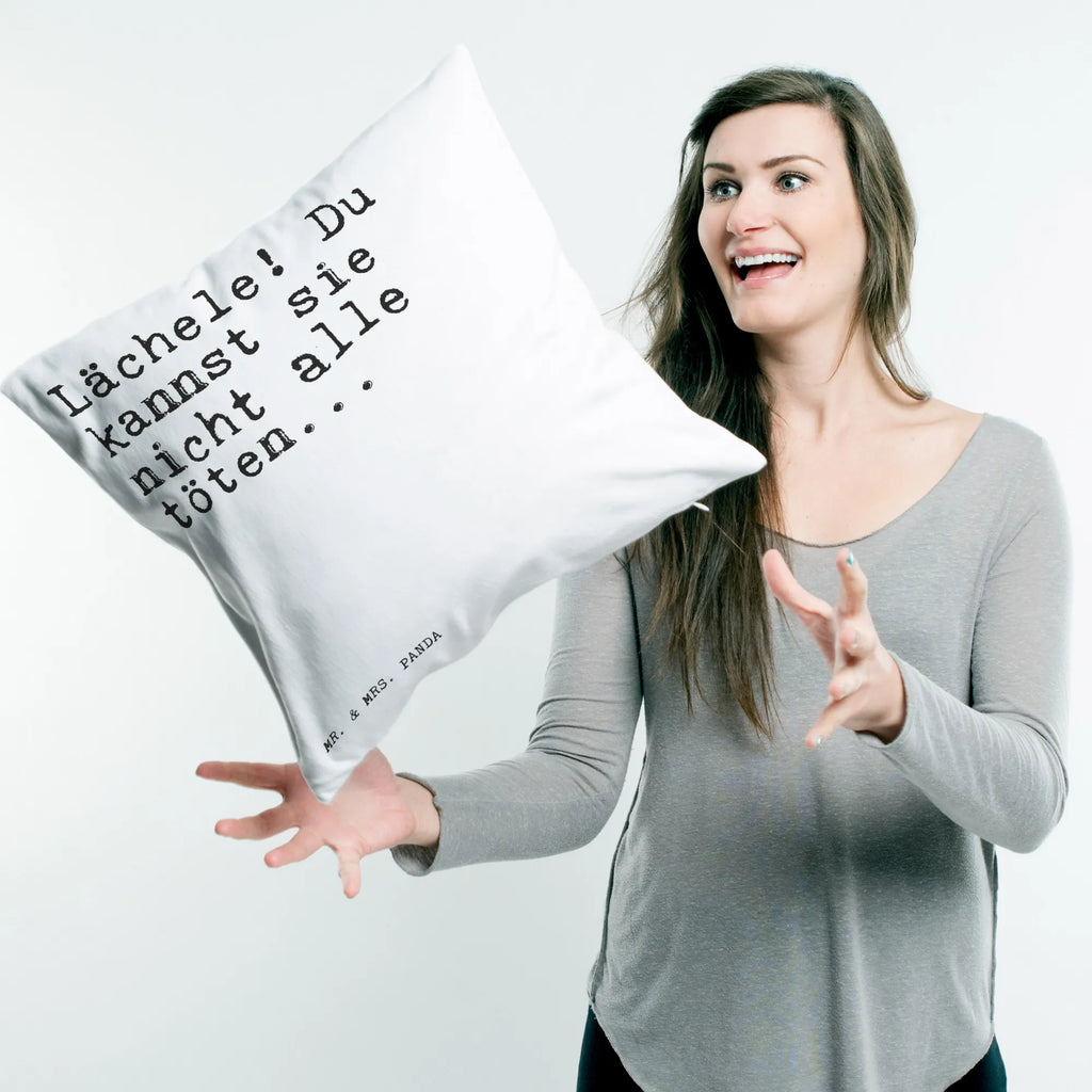 Cushion Lächele! Du kannst sie... Pillow, bed, sofa, pillows, couch, fluffy, bedroom, settee, pad, soft, 40 x 40, pillow case, cushion, 40x40, saying, sayings, funny, wisdom, quotes, Sayings Proverbs Wisdom Quotes Funny Wisdom Words