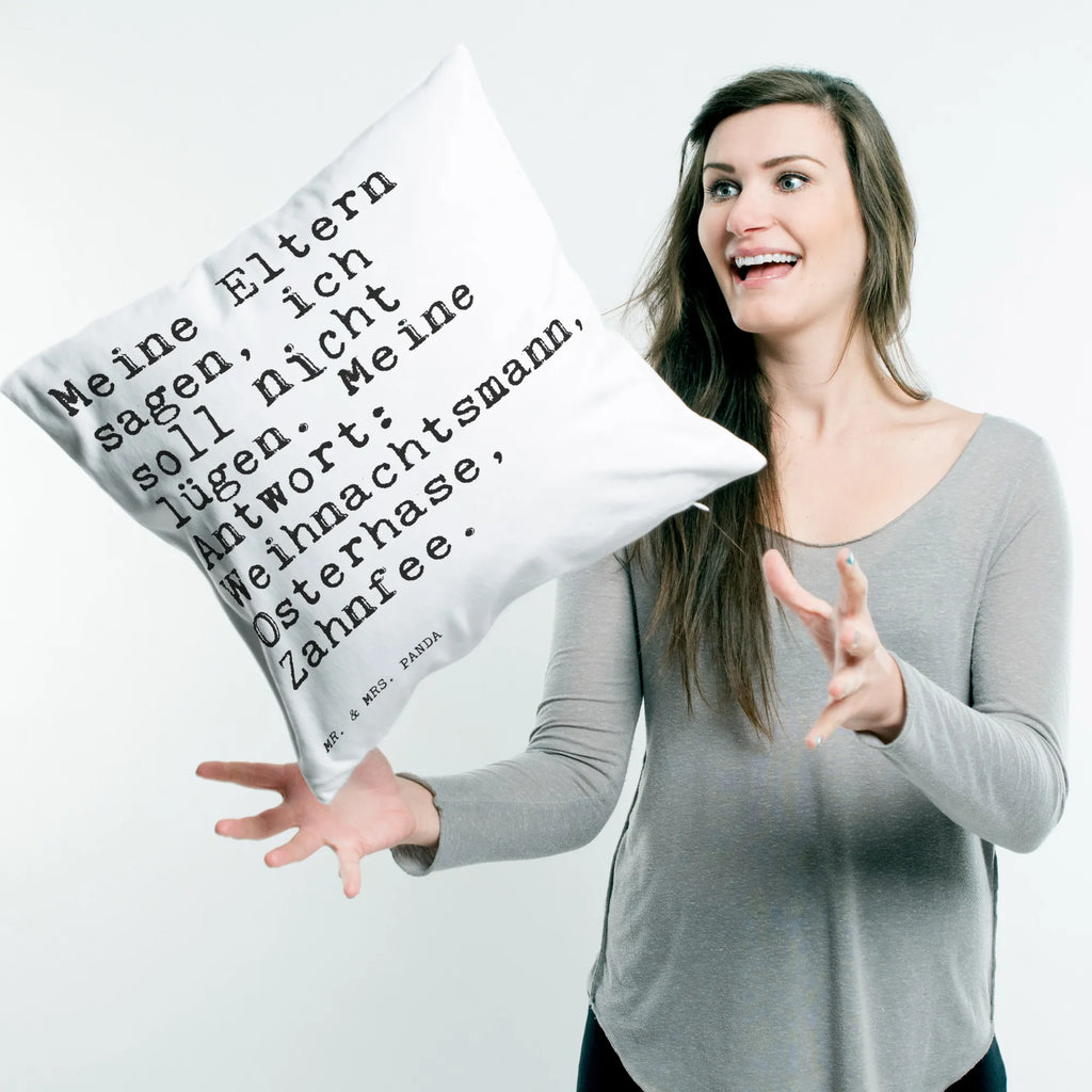 40x40 poduszka Meine Eltern sagen, ich... Przysłowie, przysłowia, zabawne przysłowia, mądrości, cytaty, prezenty z przysłowiami