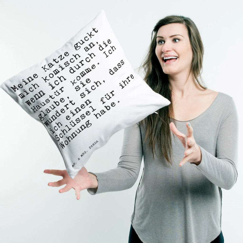 40x40 poduszka Meine Katze guckt mich... Przysłowie, przysłowia, zabawne przysłowia, mądrości, cytaty, prezenty z przysłowiami