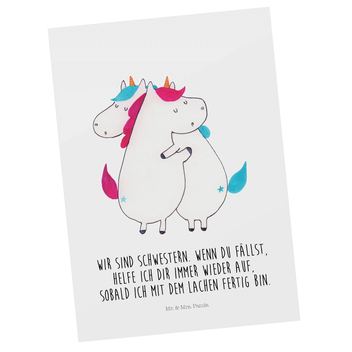 Postcard unicorns Embrace Ansichtskarten, Motivkarte, Fotokarte, kunstkarte, Kunstkarten, Grußkarte, einzelkarte, Ansichtskarte, bildkarte, Postkarten, Postkarte, spruchkarte, Designkarte, Unicorn, Einhorn, Einhörner, Einhorn Deko, Freundinnen, Schwestern, Sister, Liebe, Freundin, Familie, BFF, Geschwister, Schwester