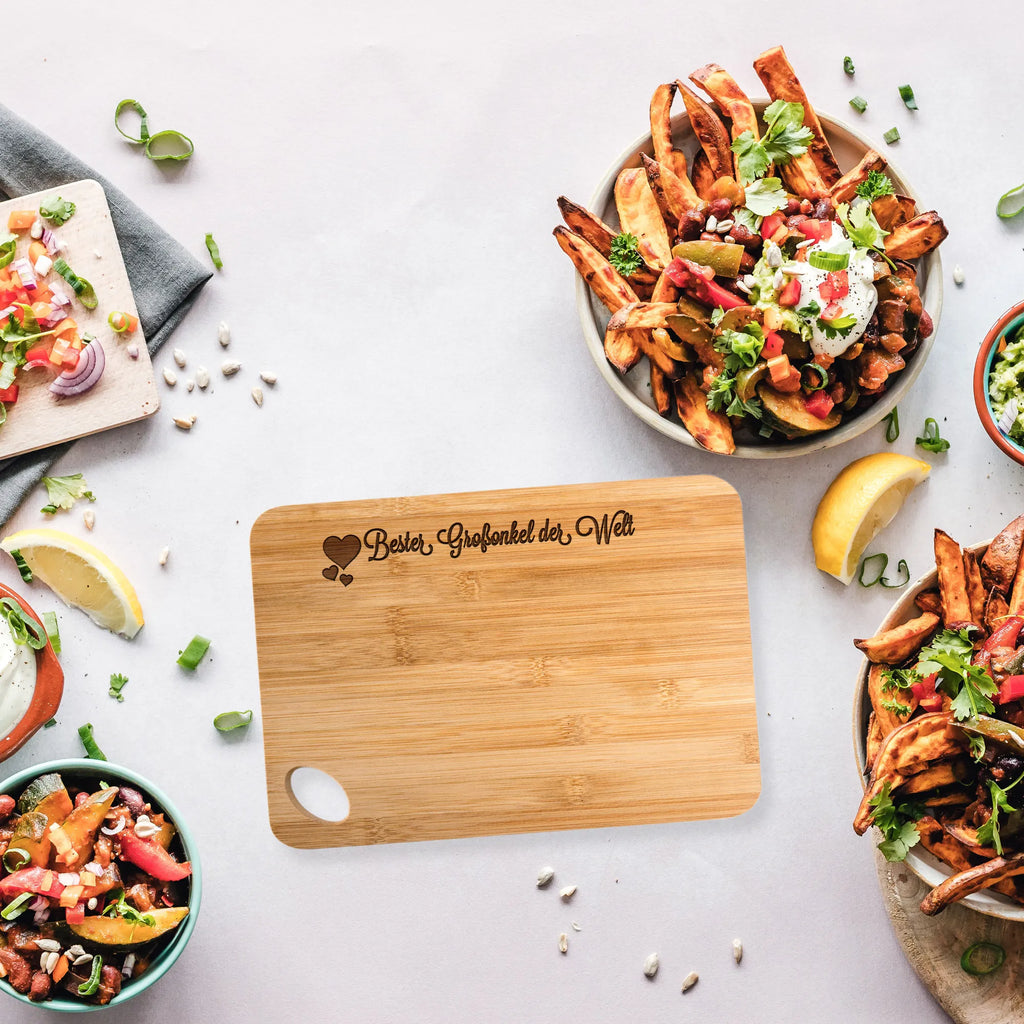 Bamboo chopping board Großonkel engraving, breakfast board, robust, kitchen board, breakfast, carving board, dulcimer, board, solid, cutting block, bamboo, slices, wood, nature, cutting board, kitchen, Heart Love In Love Thank You Birthday Best Best Thank You