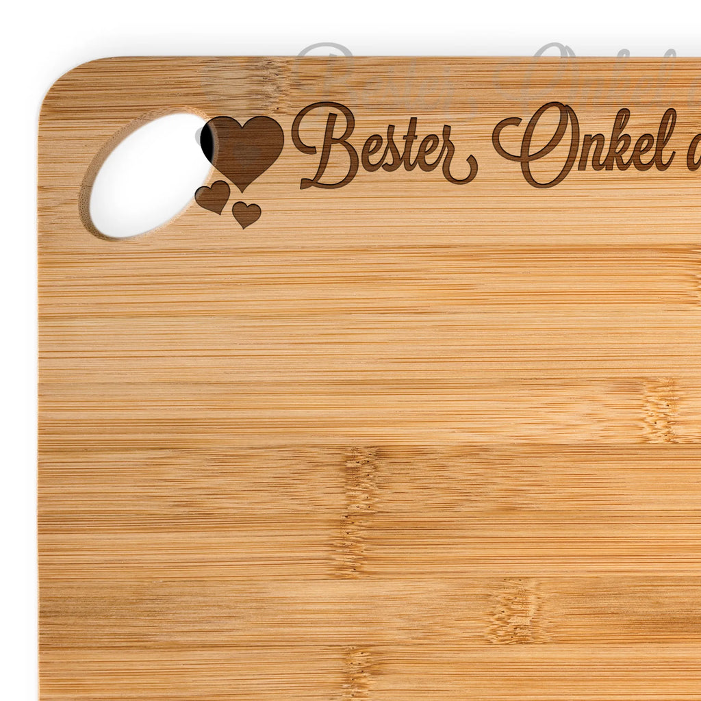 Bambus - deska do krojenia Onkel Brett, Frühstücksbrett, Holzbrett, Hackbrett, Schneidebrett, Holzbrettchen, Servierbrett, Küchenbrett, Herz Liebe Verliebt Dankeschön Geburtstag Bester Beste Bedanken