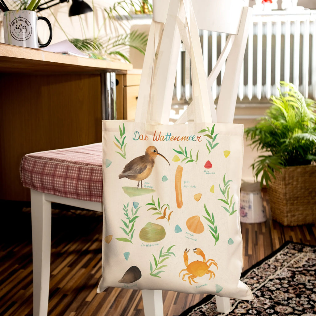 Tote bag Wadden Sea pouch, cloth bag, bag, jute bag, shopping bag, shoulder bag, shopper, Carrier bag, cotton bag, Nature, joy of life, love, Baltic Sea, Birds, Lake, Wadden Sea, Decoration Bathroom, Sea, North Sea, Flood, Gift Maritime, Ebb, Shell, Nature Motif