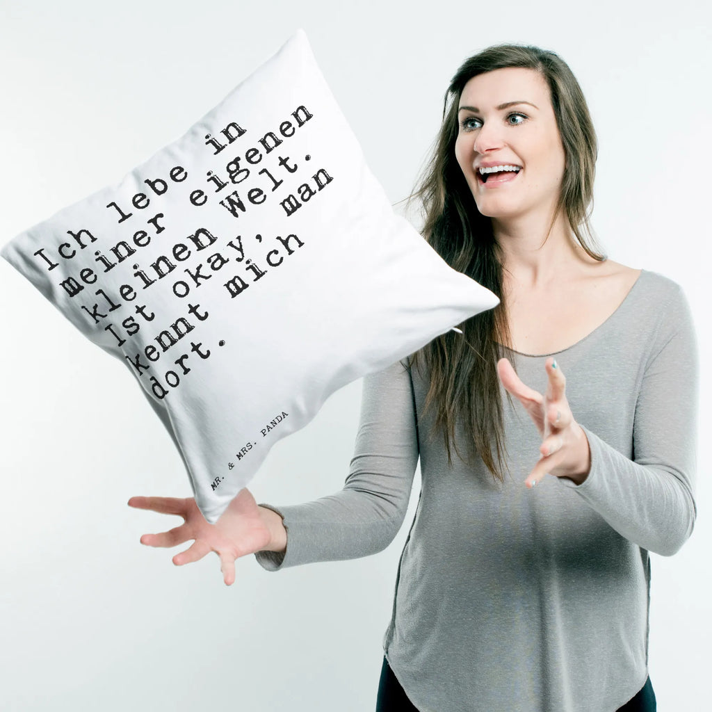 Cushion Ich lebe in meiner... bedroom, couch, soft, fluffy, pillows, sofa, pillow case, settee, Pillow, bed, cushion, 40 x 40, 40x40, pad, saying, sayings, funny, wisdom, quotes, Sayings Proverbs Wisdom Quotes Funny Wisdom Words