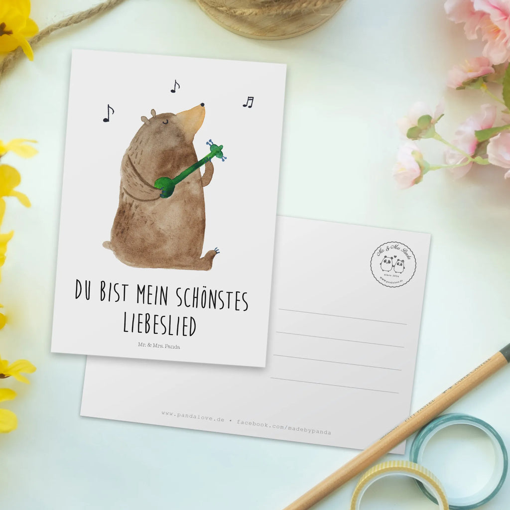 Postcard bear song invitation, Postcard, gift, card, invitation card, letter, postcards, gift card, paper, bear, teddy, teddy bear, cuddly toy, partner, Bear, love, saying, valentine, love song, song, woman, heart, girlfriend