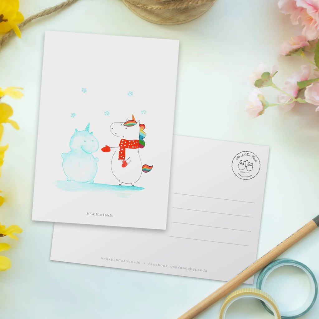 Postcard unicorn snowman Postkarte, Geburtstagskarte, Einladung, Einladungskarte, Einladungskarten Geburtstag, Geschenkkarte, Karte, Ansichtskarten, Grußkarte, Dankeskarte, Einladung Geburtstag, Ansichtskarte, Einhorn, Einhörner, Einhorn Deko, Unicorn, Schnee, kalt, X-Mas, Winter, Schneemann, Weihnachten, Handschuhe, Mütze, Kuchen