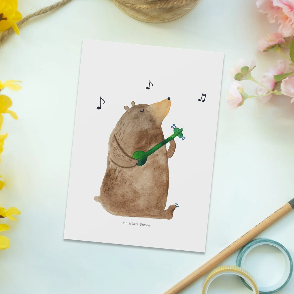 Postcard bear guitar gift card, Postcard, invitation card, invitation, gift, card, postcards, letter, paper, bear, teddy, teddy bear, cuddly toy