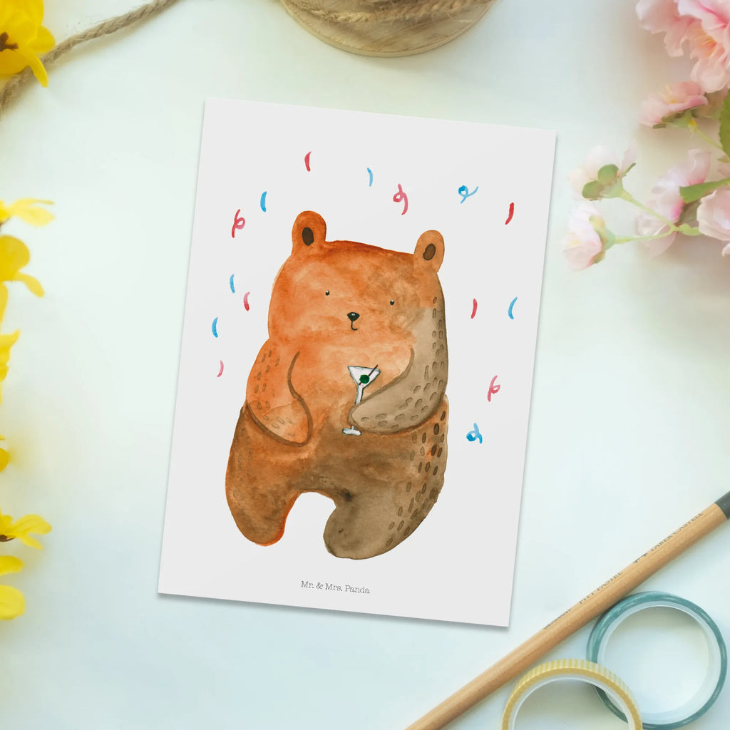 Postcard bear party kunstkarte, Postkarten, Designkarte, spruchkarte, bildkarte, Fotokarte, Motivkarte, Ansichtskarte, einzelkarte, Kunstkarten, Postkarte, Ansichtskarten, Grußkarte, Teddy, Teddybär, Bär, Lustig, Party, Mitbringsel, Abfeiern, Geburtstag, Gute Laune, Geburtstagsgeschenk, Feiern, Geschenk