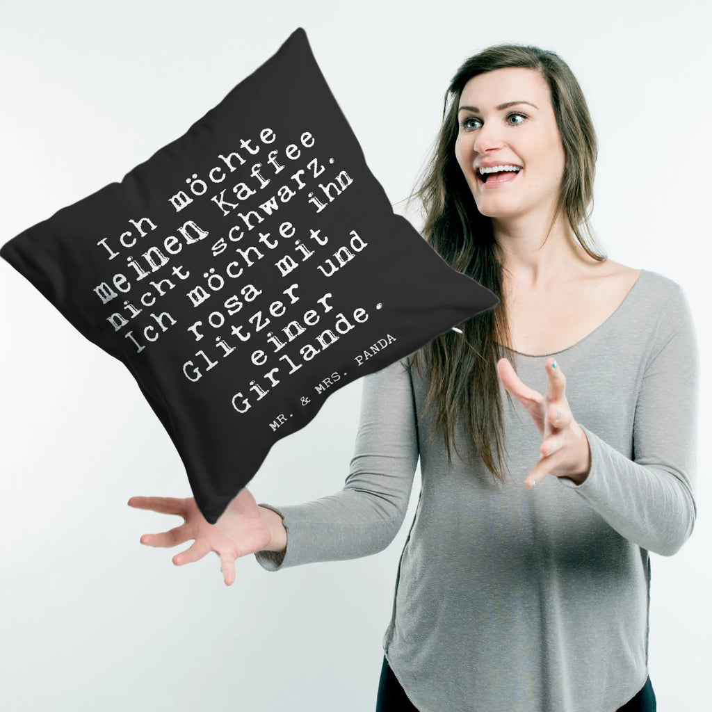 Cushion Ich möchte meinen Kaffee... couch, cushion, 40 x 40, fluffy, bed, pad, settee, bedroom, pillows, Pillow, sofa, soft, 40x40, pillow case, saying, sayings, funny, wisdom, quotes, Glizzer Spell Proverbs Wisdom Quotes Funny Wisdom Words
